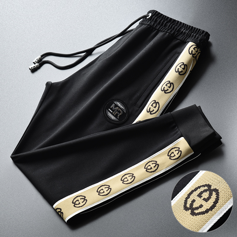 欧洲站裤子男春秋季2021新款休闲长裤男士运动裤潮牌痞帅束脚卫裤