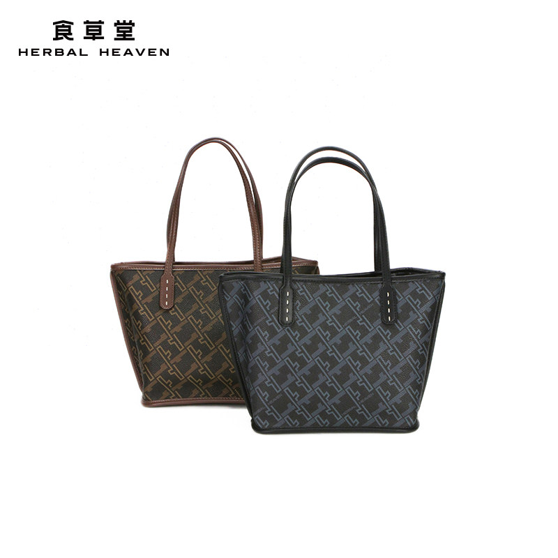 herbalheaven食草堂秋冬2021经典印花女士托特包通勤女包zb130