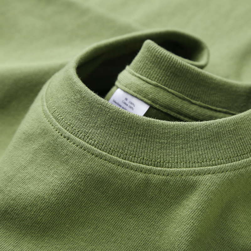 210g重磅 精梳棉 牛油果绿 圆领短袖T恤纯棉透气纯色筒织男女款