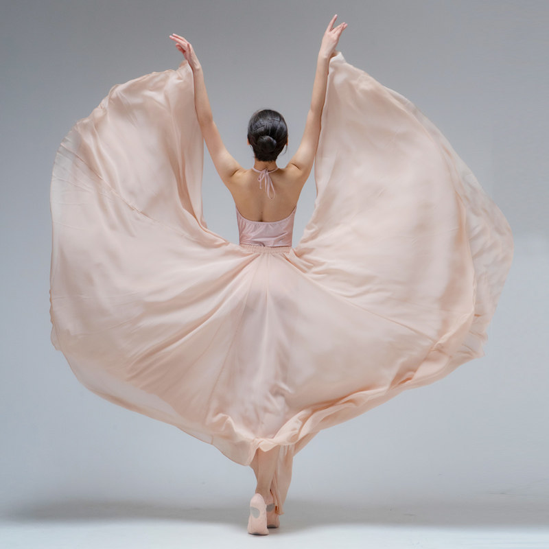 新款雪纺艺术写真长裙芭蕾舞裙摆纺纱飘逸现代服装民族服装