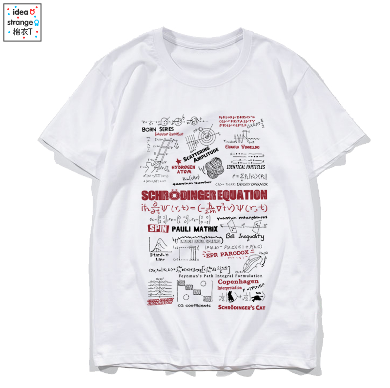 数学物理公式T恤薛定谔的猫 量子隧穿 不确定性原理 力学男女短袖