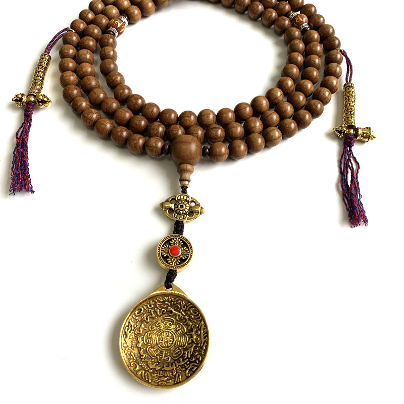 五台山藏式转运六道降龙手持串老念珠流苏计数佛珠