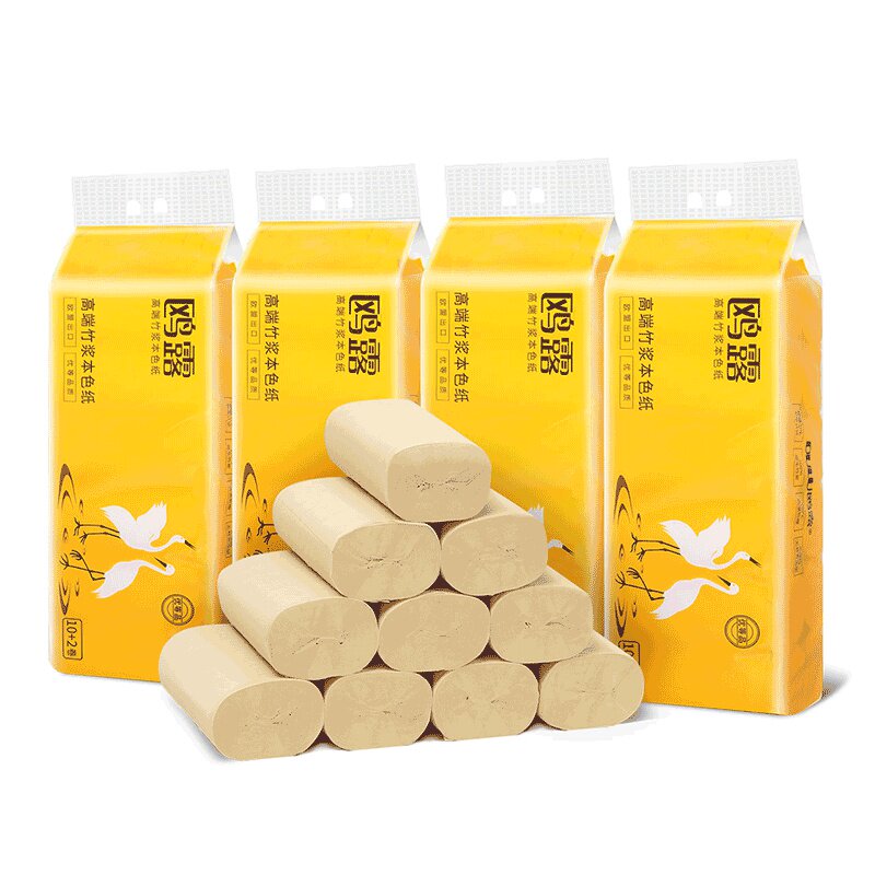 鸥露竹浆纸原浆纸本色卷纸抑菌卫生纸实惠装整箱纸巾3层48卷700