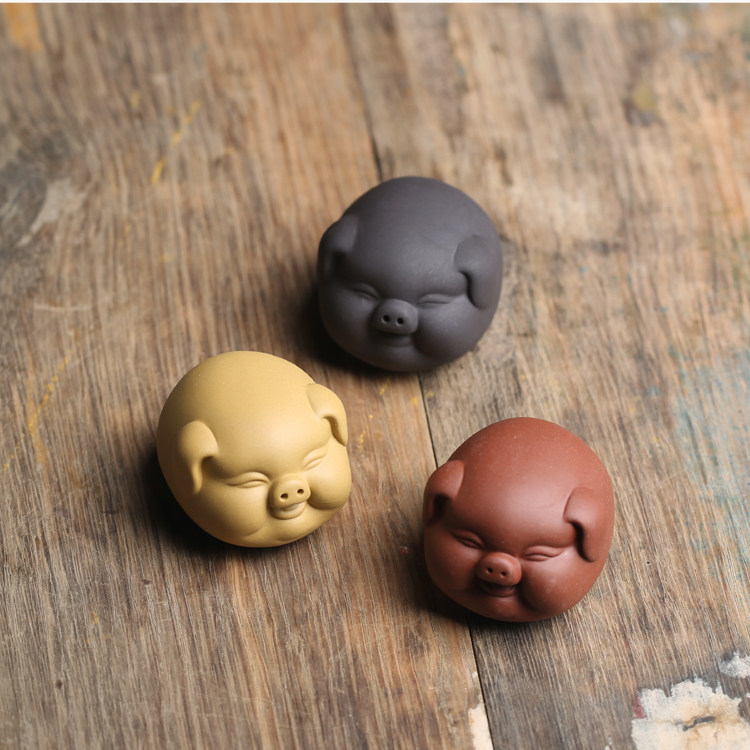 迷你猪头摆件小号摆设茶宠茶玩猪八戒茶宠摆件