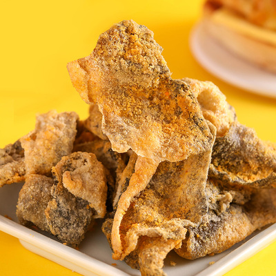 味back港式咸蛋黄鱼皮2包香酥脆炸鱼皮网红办公室即食小吃零食品