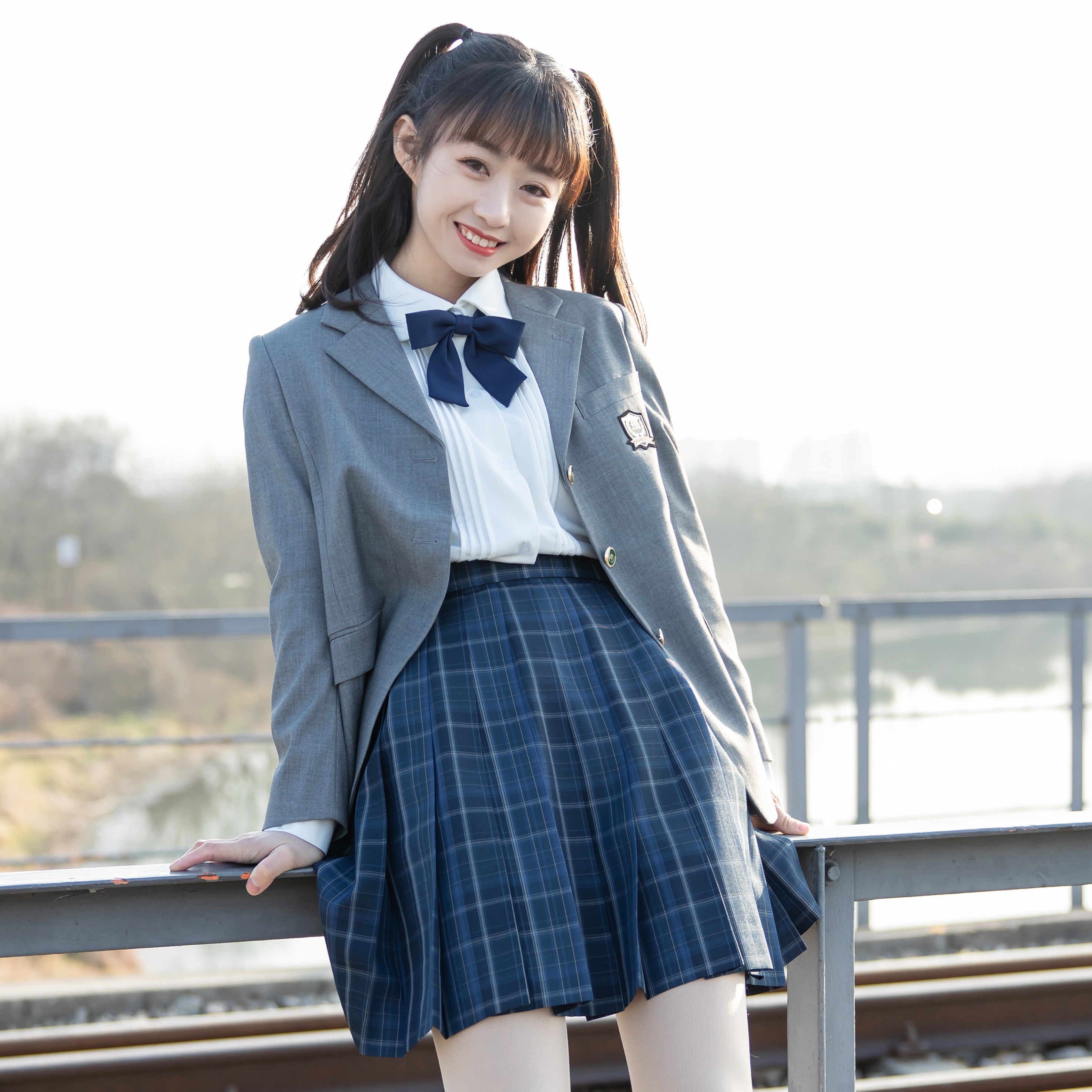 现货秒发【蓝色星球】冰熊物语原创jk格裙短裙半身裙校供感蓝格