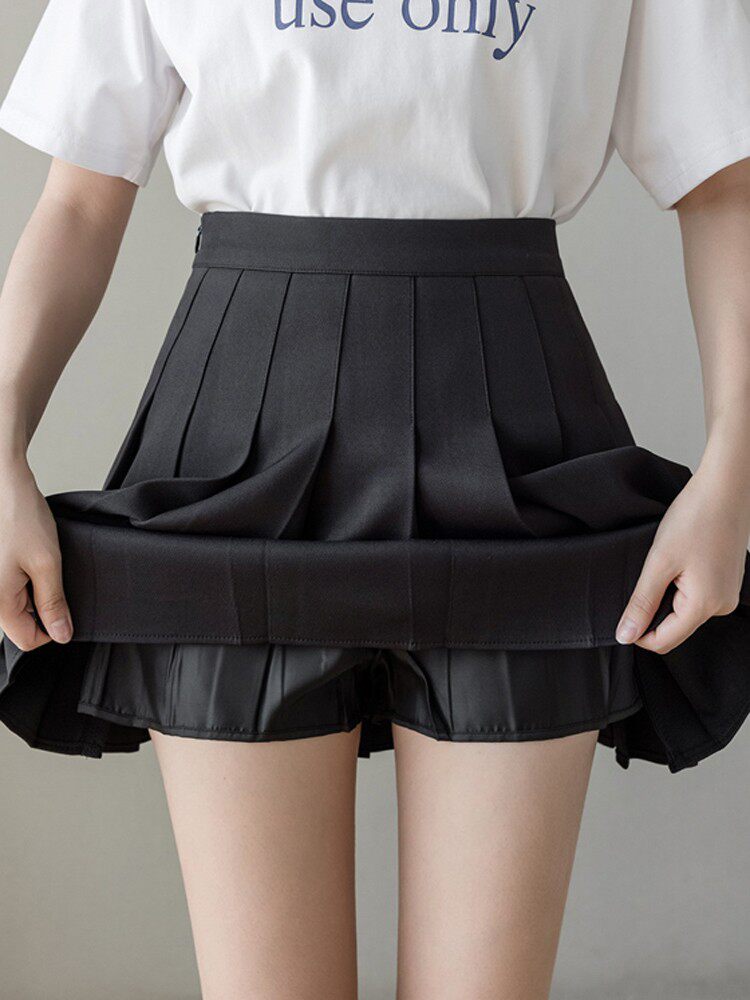 黑色短裙高腰显瘦走光裙防半身jk时尚新款半身裙