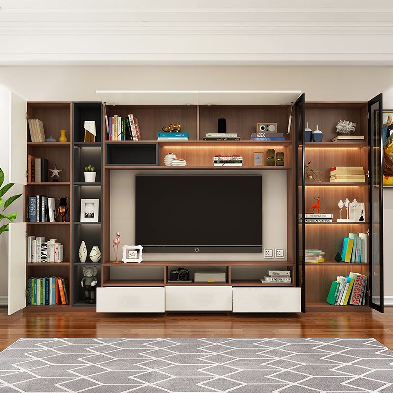 客厅整体电视柜55寸电视墙现代简约组合背景墙65寸电视电视柜