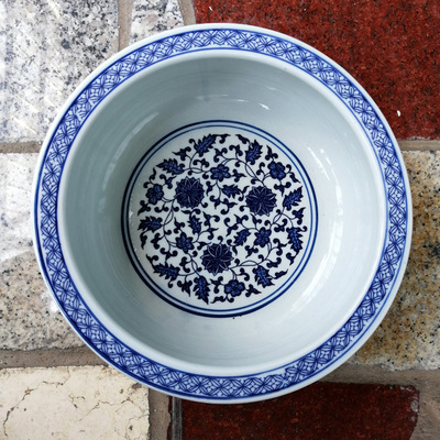 富贵竹水仙花造景盆仿古青花瓷花盆水浅金鱼缸家用茶洗景德镇陶瓷