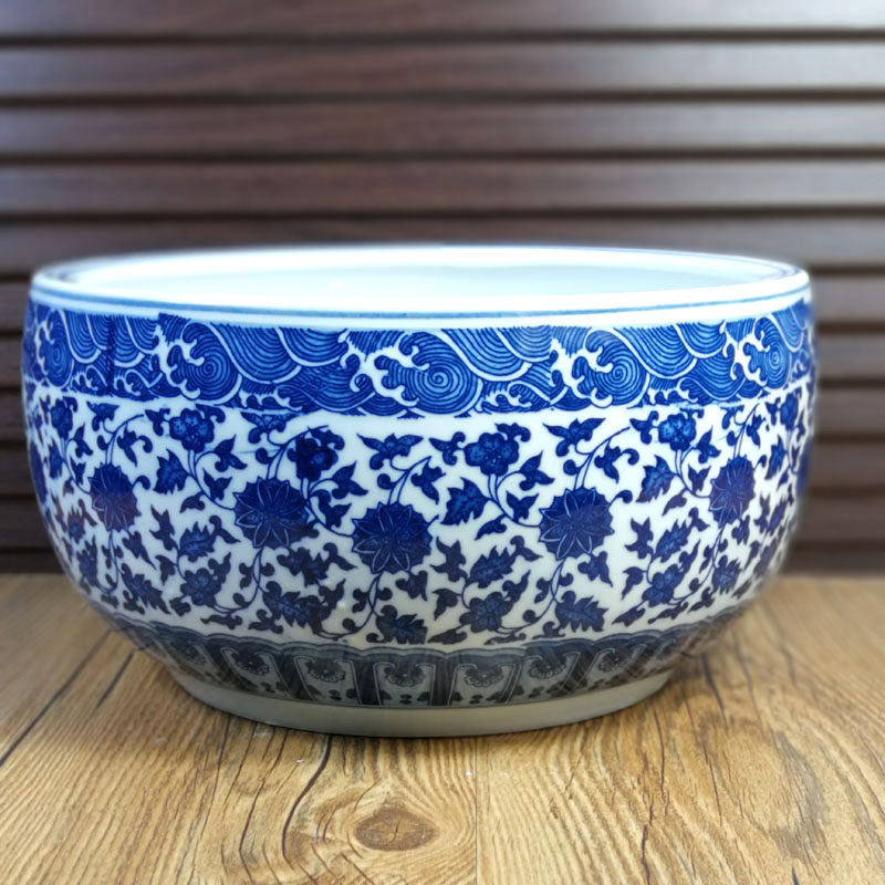 聚宝盆陶瓷景德镇客厅书房酒柜摆件乌龟鱼缸复古摆件