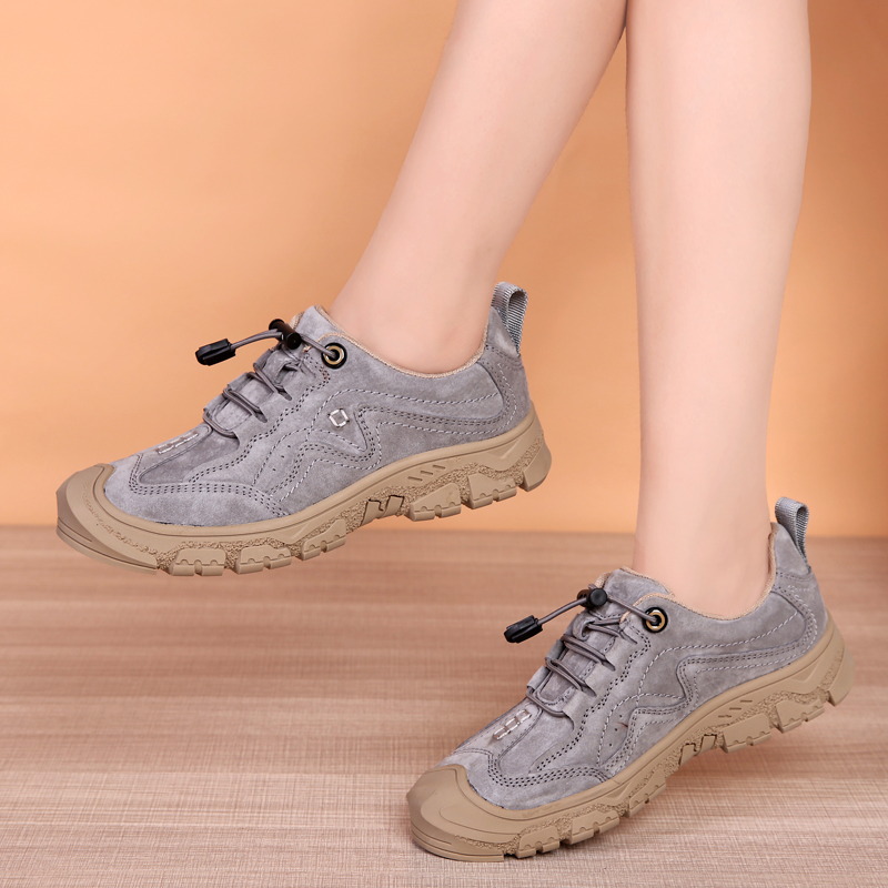 欧邦驰户外旅游鞋女2022早春秋新款防滑软底轻便单鞋舒适休闲皮鞋