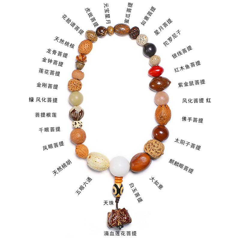 菩提提子手串天然原籽金刚星月莲花花车挂件佛珠