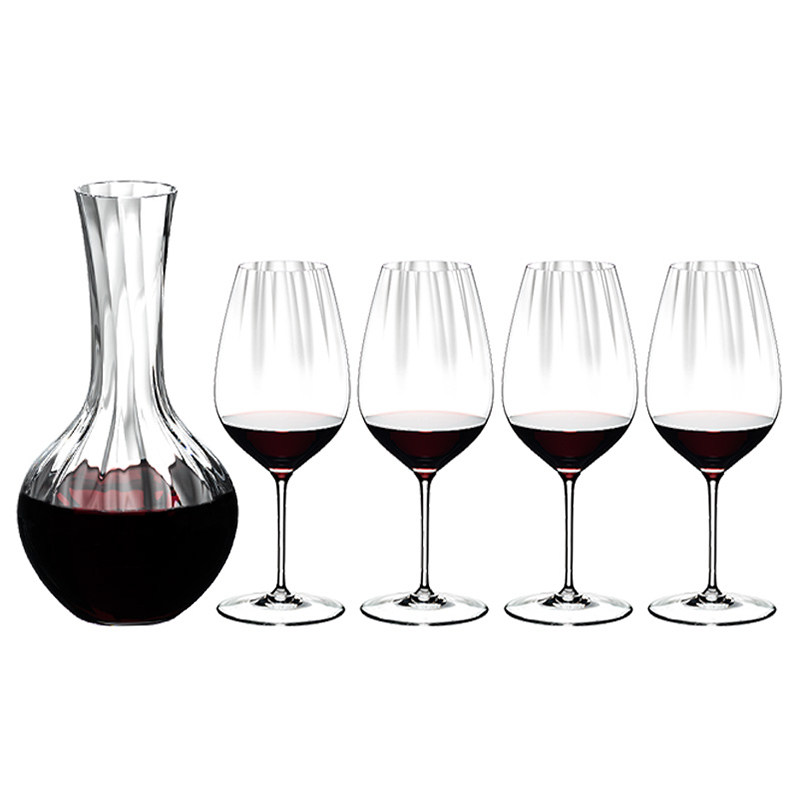 奥地利riedel进口棱镜系列醒酒器红葡萄酒杯4支套装杯酒具礼盒装