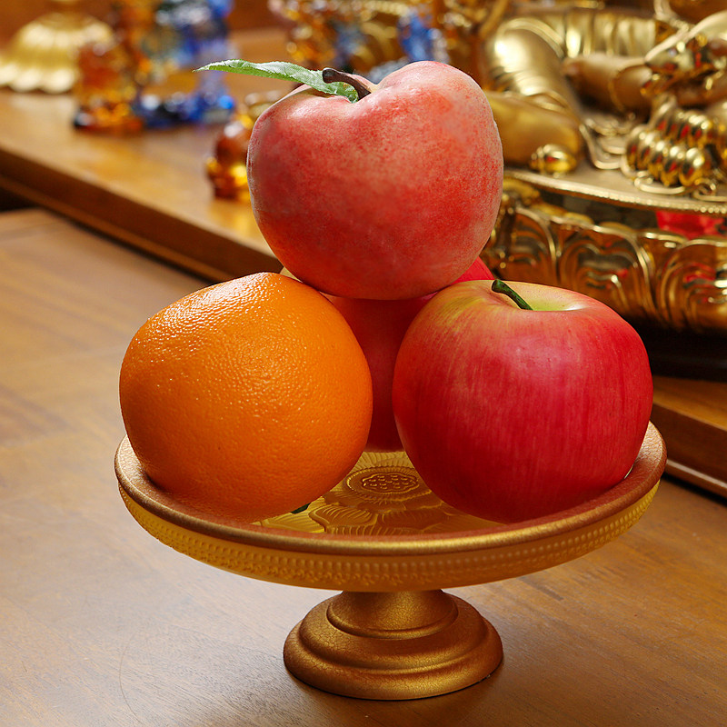 中式佛堂摆件古法琉璃纯铜莲花供盘果碟财神果盘