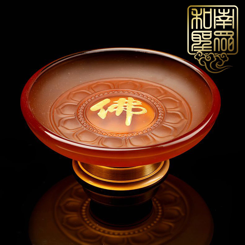 佛堂供具佛家七宝琉璃供具琉璃香炉莲花灯花瓶佛字供盘水杯整套-mc母