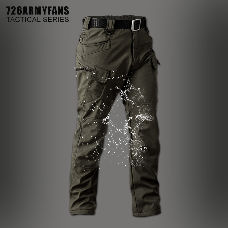 726GEAR军迷秋冬户外战术软壳裤男 加绒工装直筒保暖长裤修身
