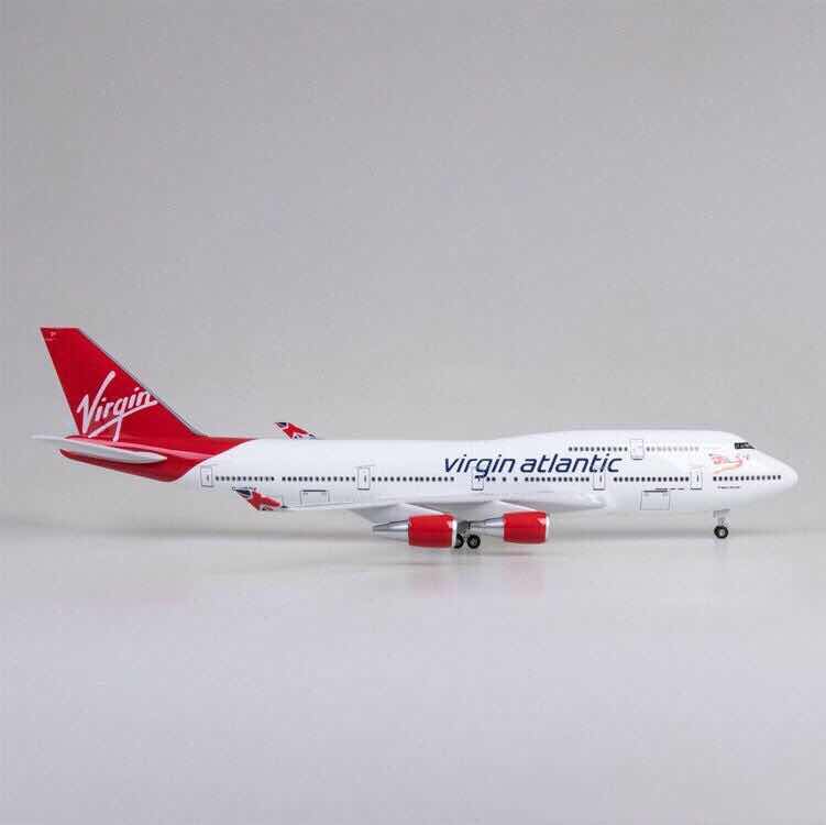 模型47cm轮子带灯英国维珍航空波音飞机仿真航模