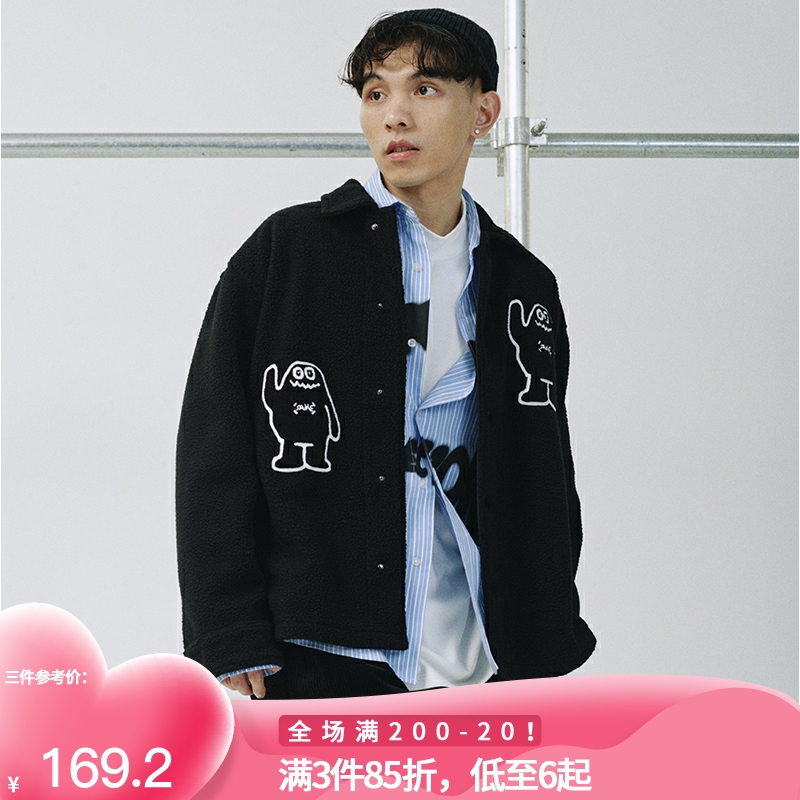 SAMESAME原创可爱吉祥物休闲百搭宽松摇粒绒短款情侣夹克外套男女