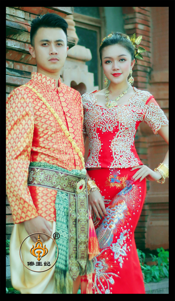 傣王妃服饰泰国传统时尚婚纱结婚结婚礼礼服红色婚纱