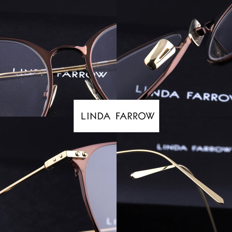 lindafarrow琳达法罗眼镜镜框时尚复古圆形钛金眼镜架