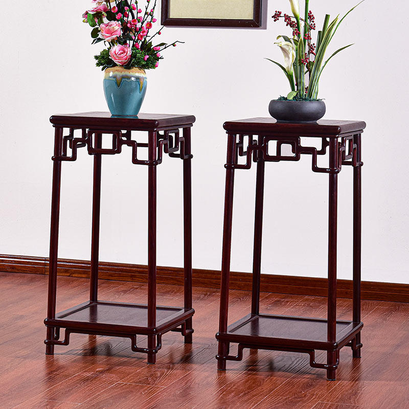 红木家具赞比亚血檀明式花架实木中式花架子木质花盆花架