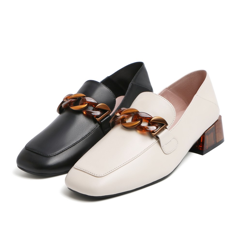 百丽暗黑乐福鞋女2020春季商场新款粗跟英伦皮鞋单鞋3pr20am0