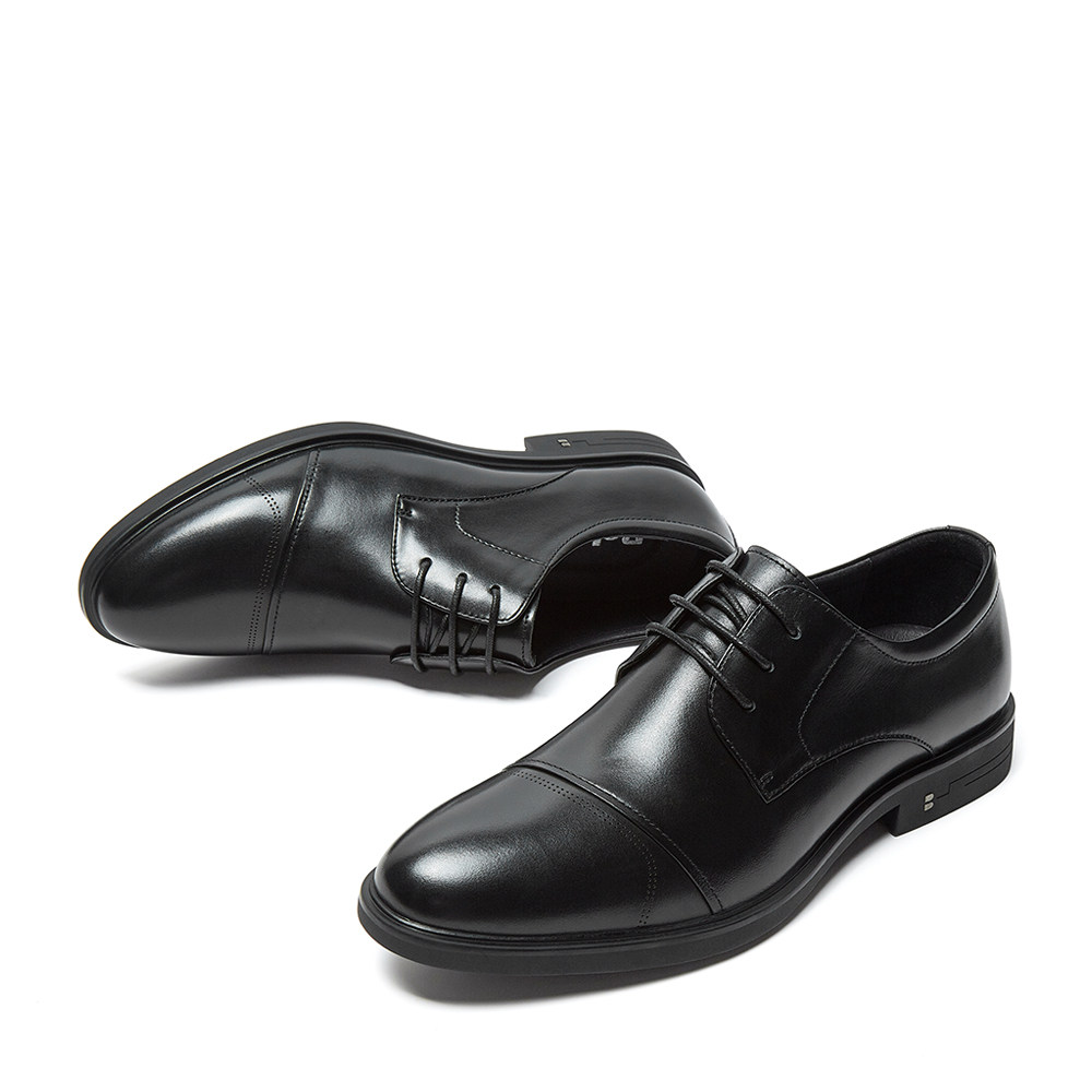 百丽男鞋2019秋新商场同款商务正装牛皮革男皮鞋婚鞋6br11cm9