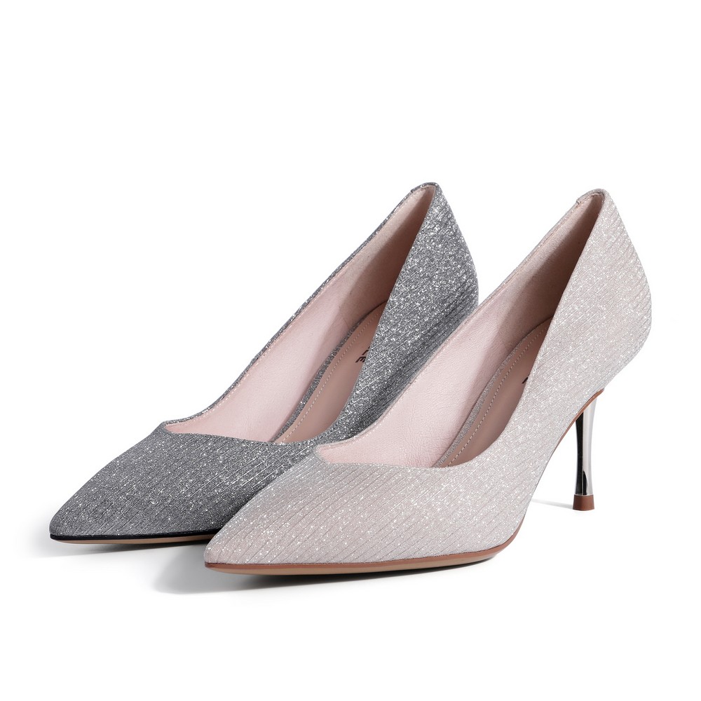 百丽细高高跟鞋2021春新商场同款亮片宴会会时尚单鞋