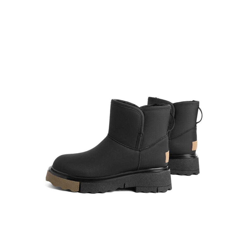 百丽保暖雪地女鞋2022冬季新款可爱圆头加绒时尚雪地靴