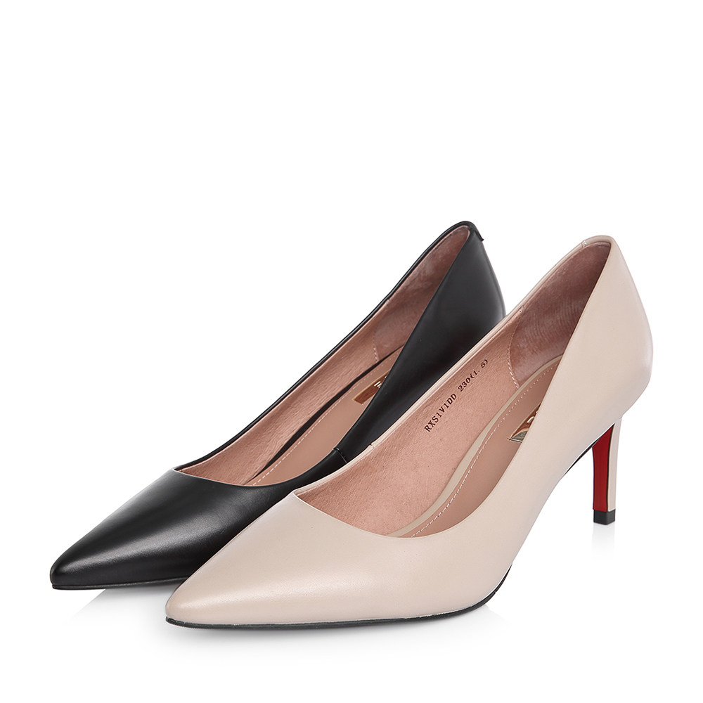 belle/百丽女鞋春新商场款牛皮浅口细高跟通勤单鞋s1v1daq8