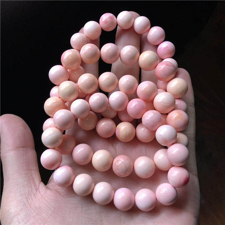 粉贝单圈手链胭脂贝壳女王贝单圈手串12mm特价手链