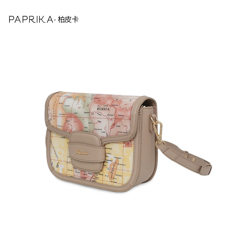 斜挎paprika地图包包女秋冬新款时尚复古大容量单肩女士包袋