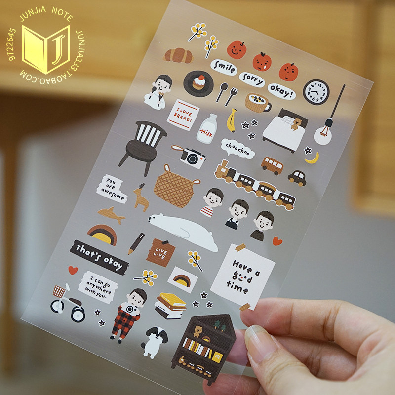 韩国sonia贴纸表情森林vlog猫咪狗狗萌宠咖啡贴纸