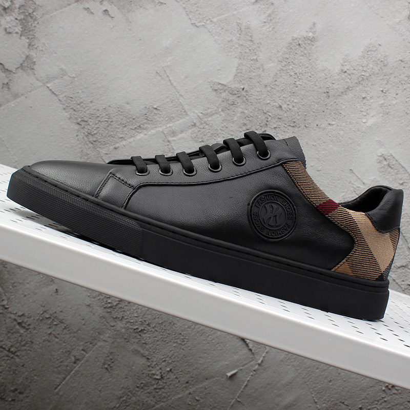 欧洲站男鞋2021冬季加绒鞋子男潮鞋真皮休闲皮鞋百搭潮流男士板鞋