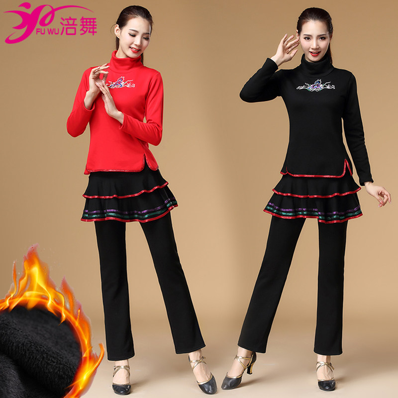 冬季广场舞服装加厚加绒保暖舞蹈服女套装演出广场舞套装