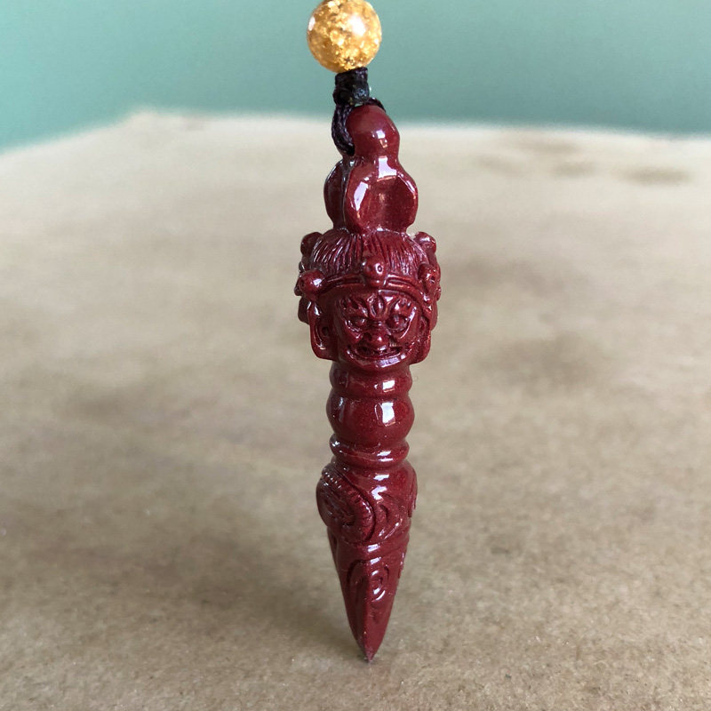 紫金朱砂三面金刚项链走夜路惊吓压床随身护主项坠