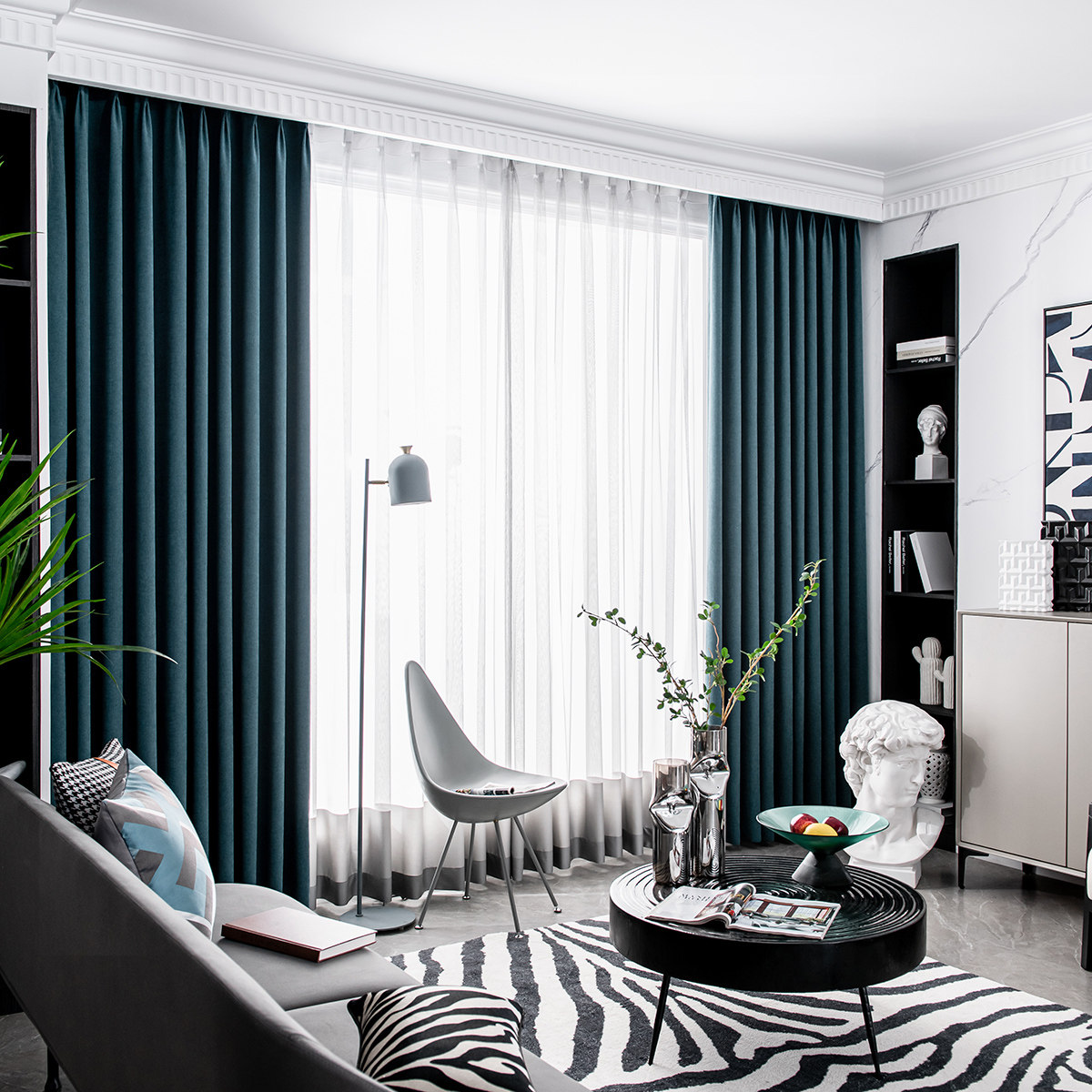 2021新款现代简约高档大气客厅酒店雪尼尔定制卧室定制窗帘