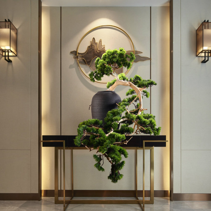 境泉软装摆件桌面玄关招财售楼处绿植盆景新中式摆件