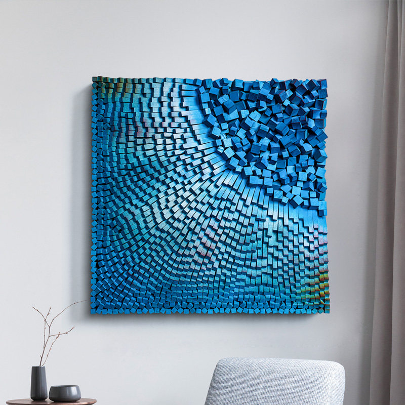 境泉现代抽象玄关装饰画创意立体手工实物样板房现代装饰画