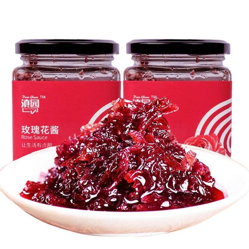 滇园玫瑰酱400g2瓶装云南特产食用玫瑰花酱冰粉配料烘焙馅料