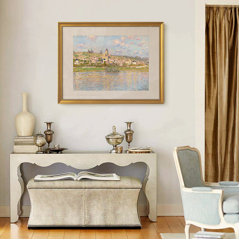 莫奈油画客餐厅装饰画欧式风格轻奢入门玄关走廊墙面壁画书房挂画