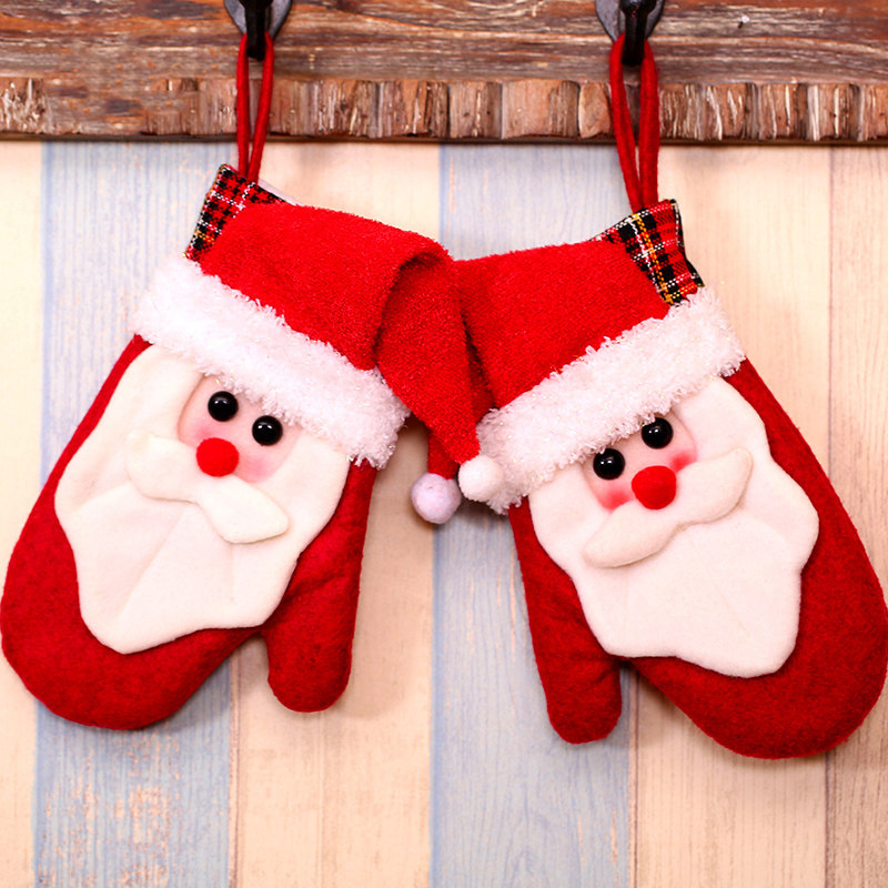 礼物手套圣诞节袋装装饰品圣诞麋鹿可以戴手套礼品袋圣诞装饰品