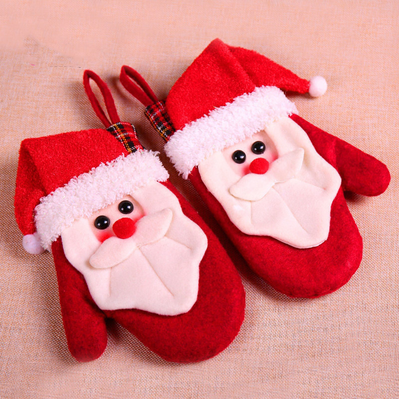 礼物手套圣诞节袋装装饰品圣诞麋鹿可以戴手套礼品袋圣诞装饰品