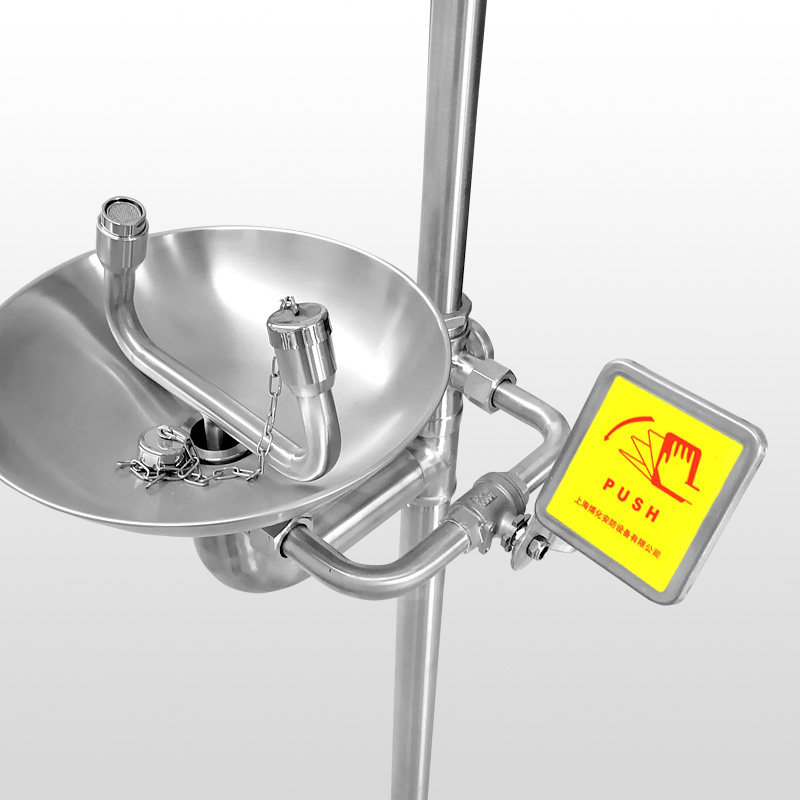 洗眼不锈钢复合式工业用固定立式紧急急冲淋双口器带紧急冲淋装置及洗