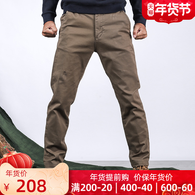 季言今年流行的裤子男春秋季潮流百搭休闲直筒纯棉高端工装裤帅气