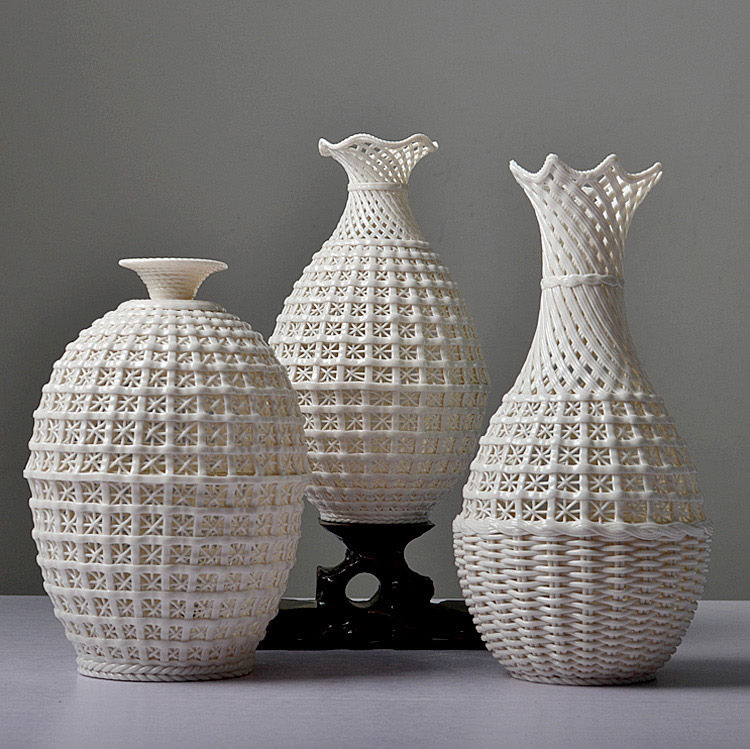 手工编织镂空插花花瓶摆件客厅酒柜家居装饰结婚花瓶