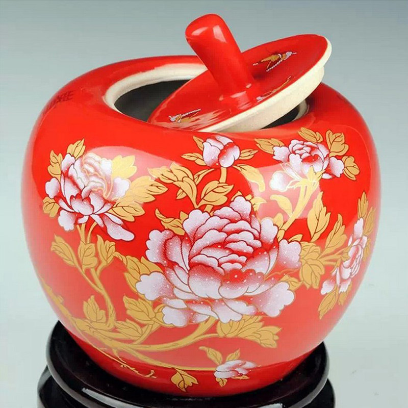 红色苹果苹果花花瓶摆件家居装饰品客厅酒柜摆设摆件