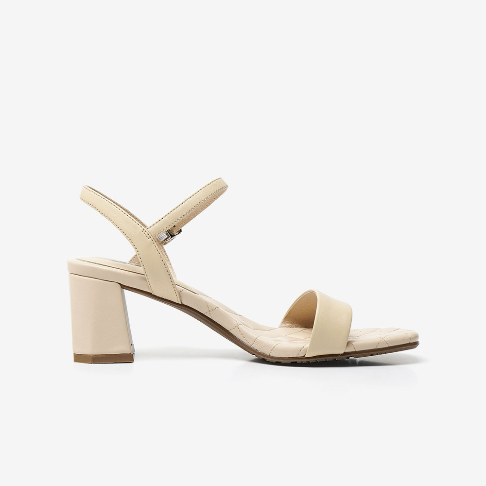 bata一字带凉鞋女2020夏新款小香风真羊皮中高粗跟单鞋20199bl0