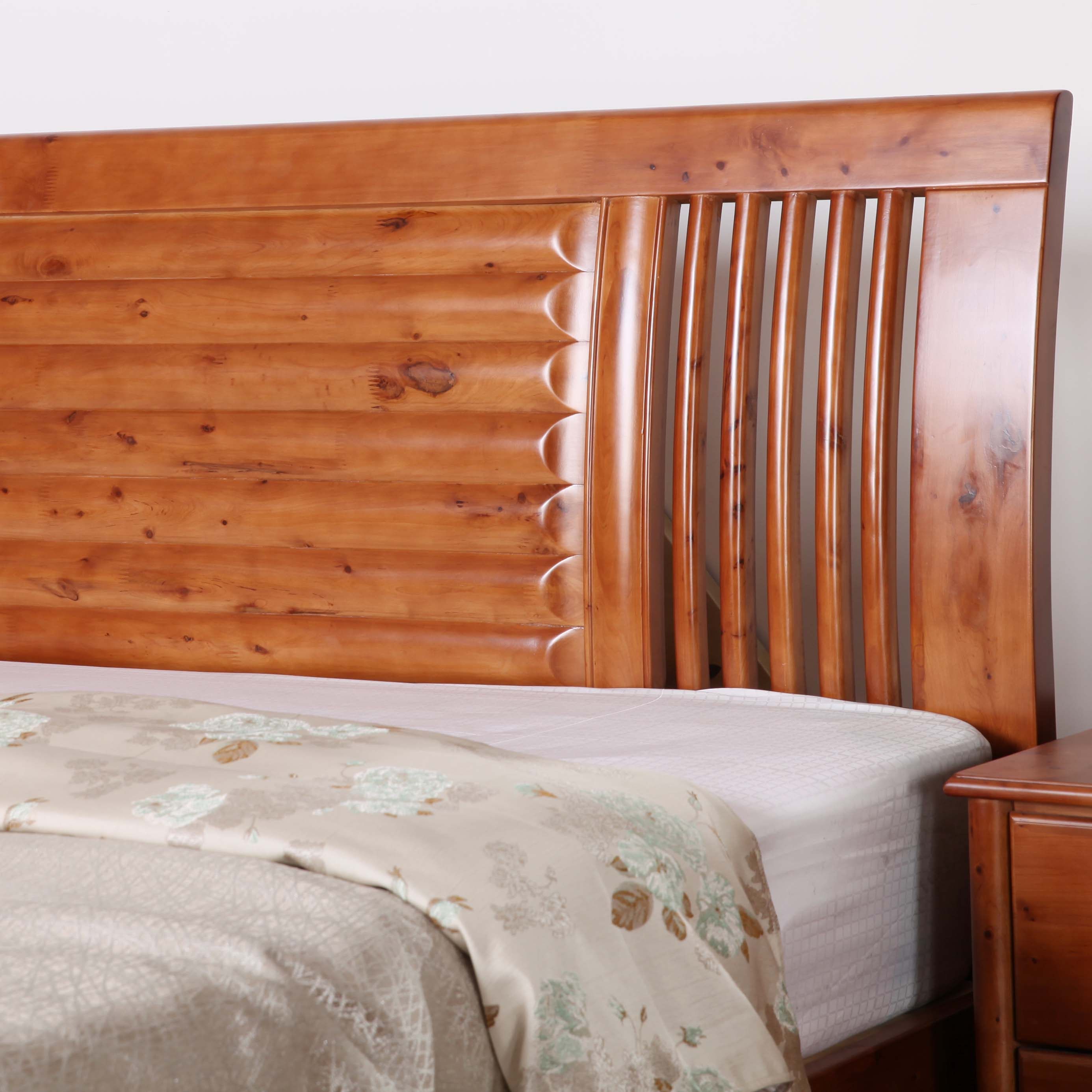 柏韵堂纯实木床现代中式柏木家具1.5米1.8米储物高箱床双人床大床