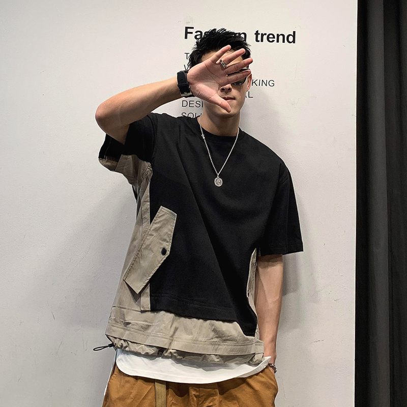 徐太浪假两件拼接短袖t恤男夏季美式潮牌炸街设计感体恤上衣ins潮